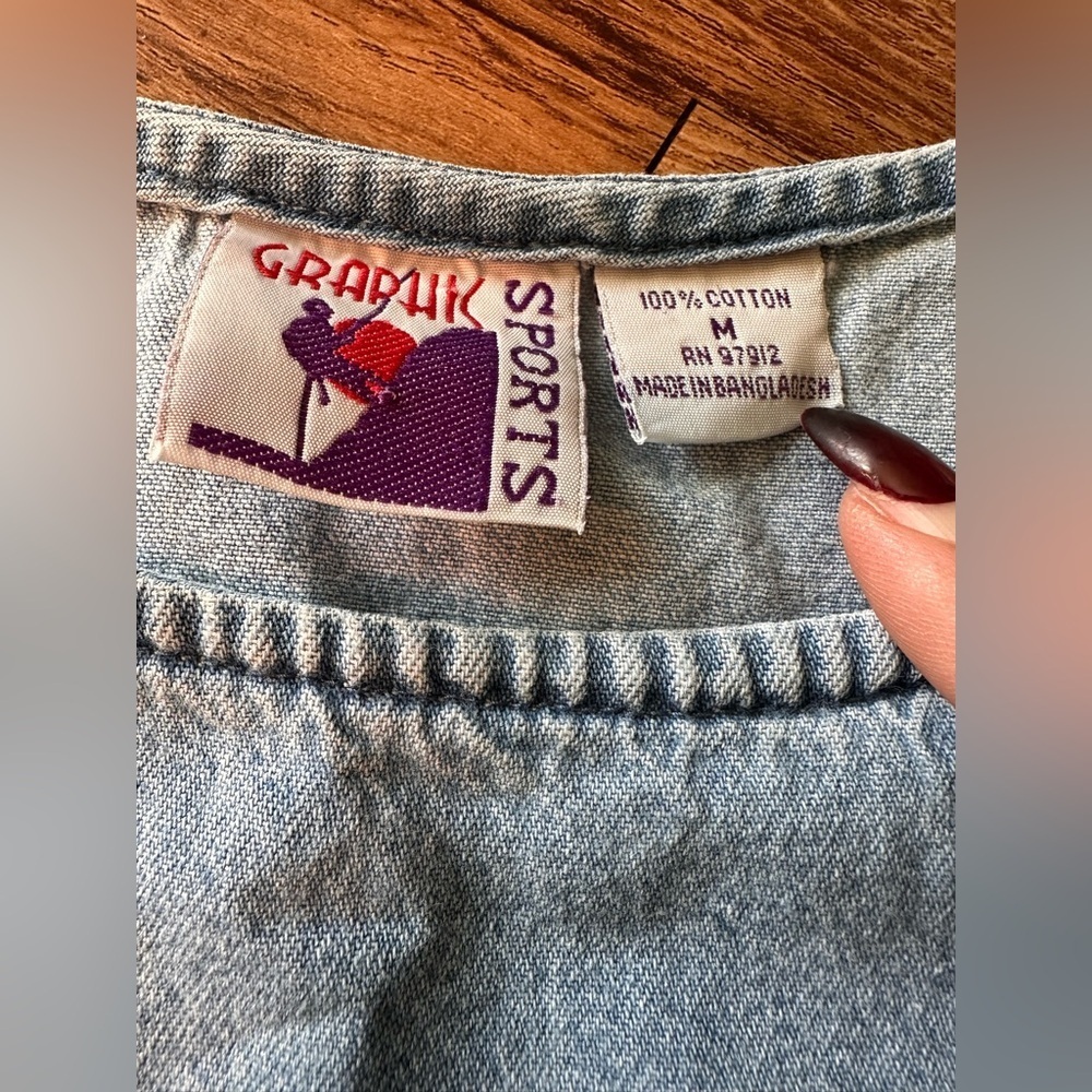 Vintage Light Blue Denim Color Tank Midi Seagull Tank Dress w/ Pockets. Medium - Picture 7 of 8